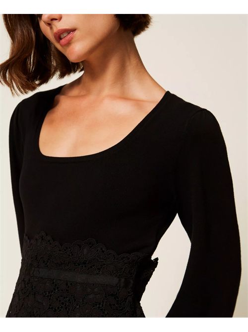 Abito longuette in maglia e pizzo TWINSET | TP3030/00006